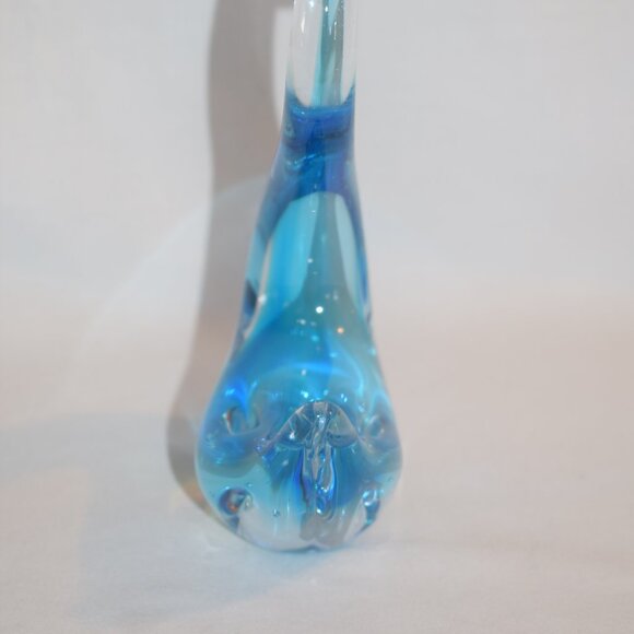 Vintage Hand Blown Blue Art Glass Swan Bird Figurine - Picture 8 of 11